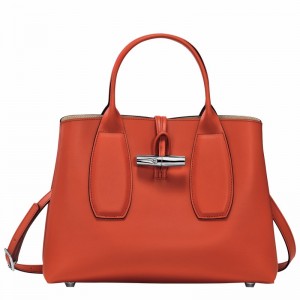 Longchamp Le Roseau M Håndtaske Dame Orange Danmark | 10058HCL685