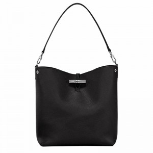 Longchamp Le Roseau M Skulder Taske Dame Sort Danmark | 10281HFP001