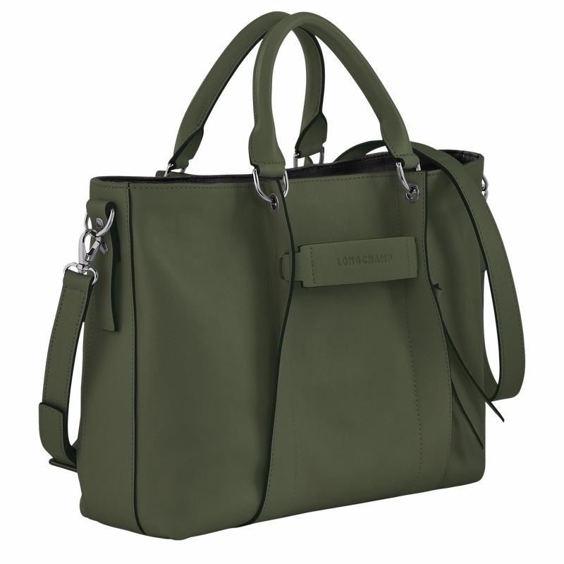 Longchamp 3D L Håndtaske Dame Khaki Danmark | 10198HCV292