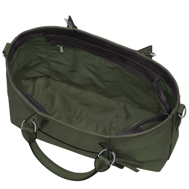 Longchamp 3D L Håndtaske Dame Khaki Danmark | 10198HCV292