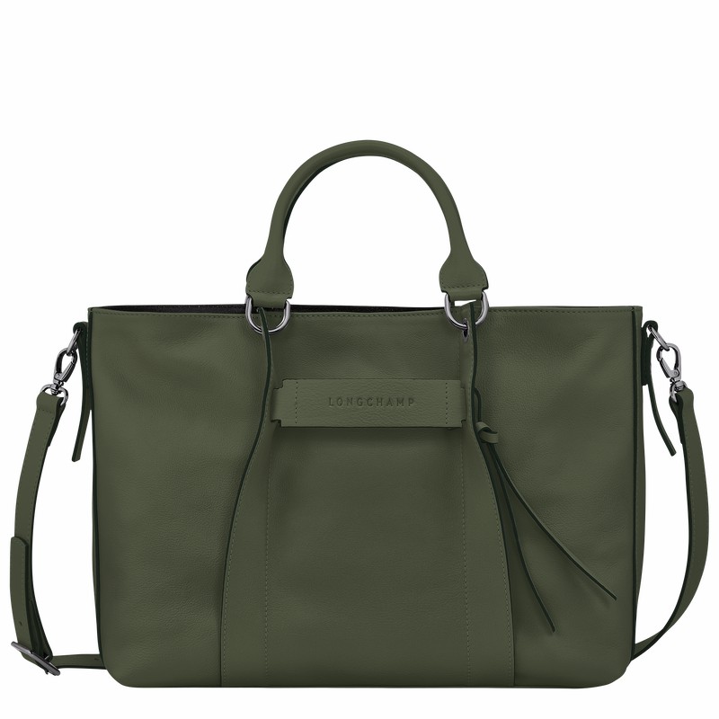 Longchamp 3D L Håndtaske Dame Khaki Danmark | 10198HCV292