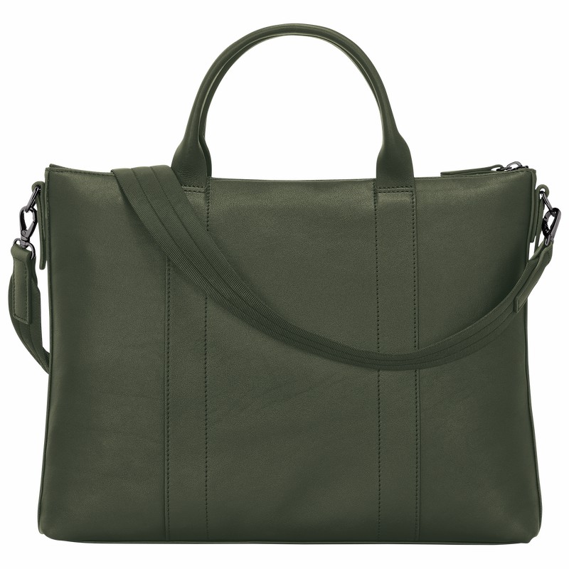 Longchamp 3D Mappe Dame Khaki Danmark | 10237HCV292