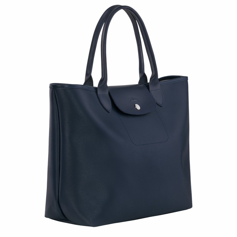 Longchamp Le Pliage City L Muleposer Dame Mørkeblå Danmark | 10182HYQ556