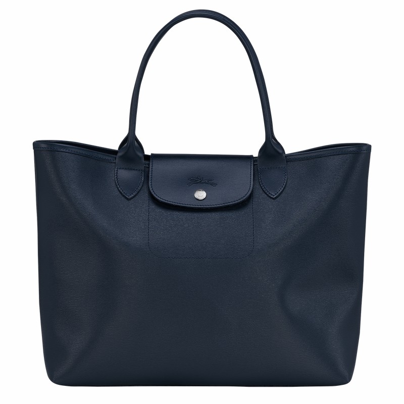 Longchamp Le Pliage City L Muleposer Dame Mørkeblå Danmark | 10182HYQ556