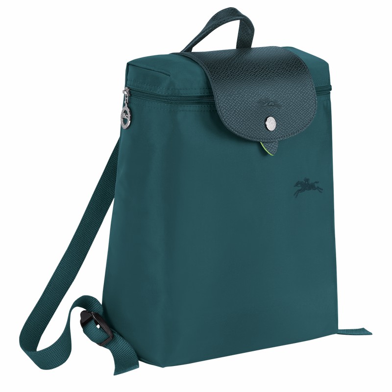 Longchamp Le Pliage Green M Rygsække Dame Påfugl Danmark | L1699919P89