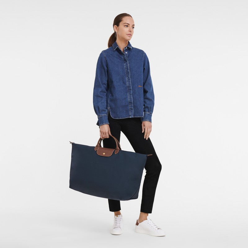 Longchamp Le Pliage Original M Rejsetasker Herre Mørkeblå Danmark | L1625089P68-