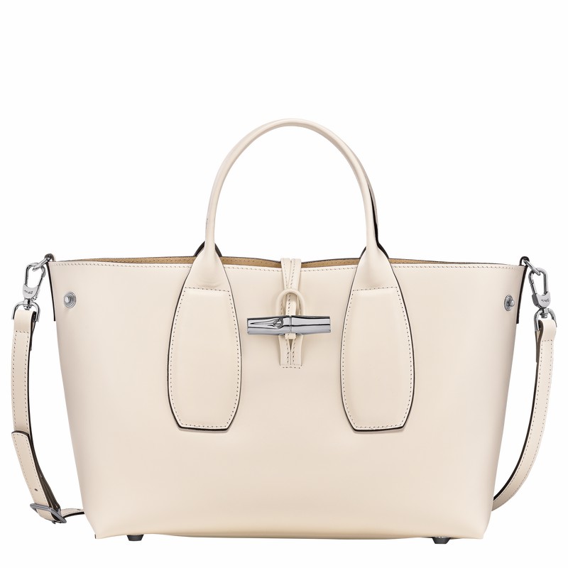 Longchamp Le Roseau M Håndtaske Dame Hvide Danmark | 10058HCL037