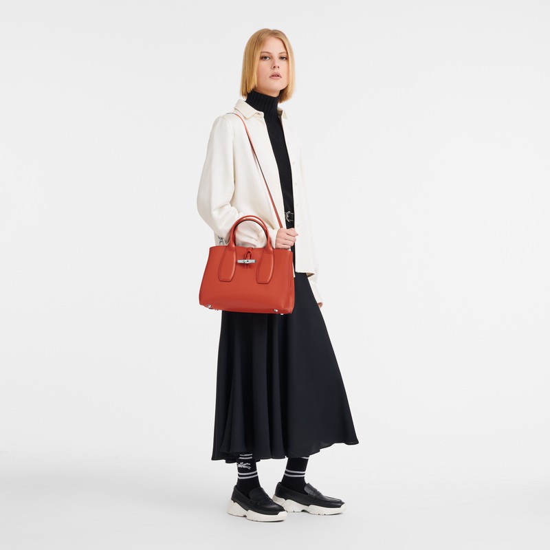 Longchamp Le Roseau M Håndtaske Dame Orange Danmark | 10058HCL685