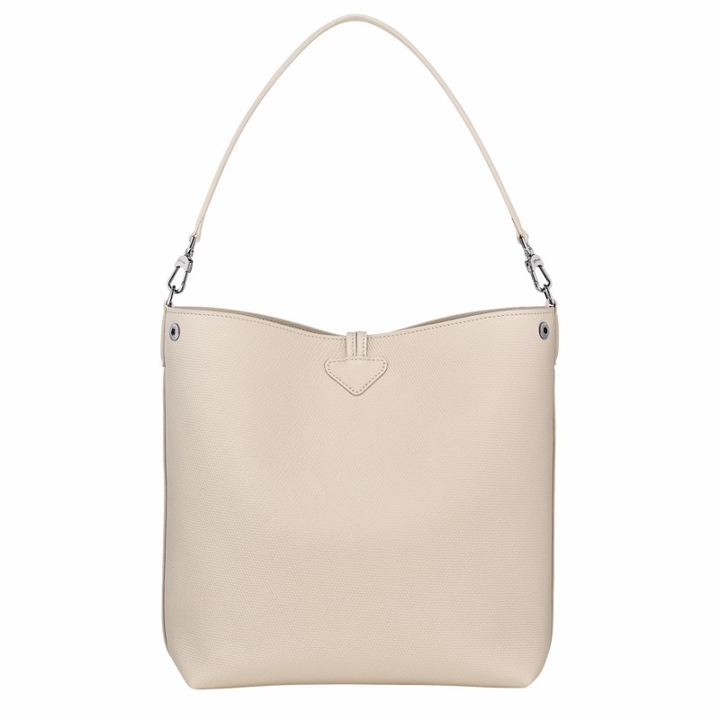 Longchamp Le Roseau M Skulder Taske Dame Hvide Danmark | 10281HFP555