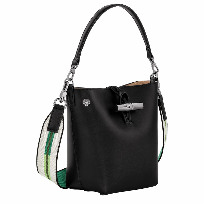 Longchamp Le Roseau XS Bøttepungen Dame Sort Danmark | 10229HCN001