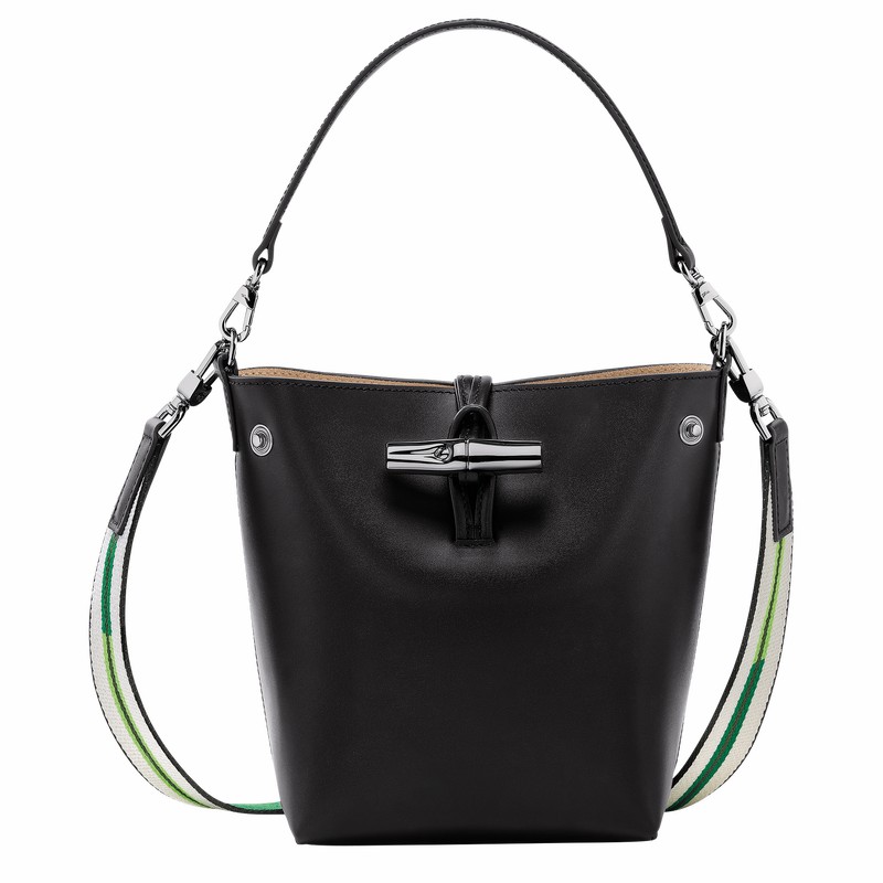 Longchamp Le Roseau XS Bøttepungen Dame Sort Danmark | 10229HCN001